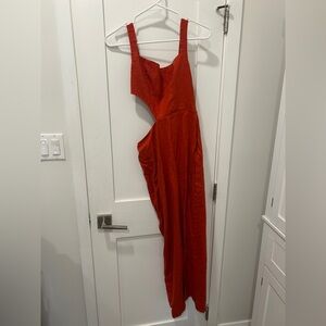 Reformation Satori Linen Red/Orange Maxi Dress Size 2